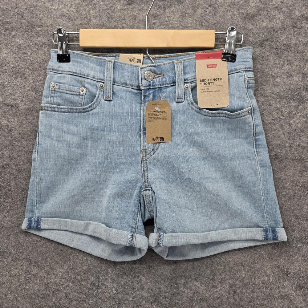 Levi's Shorts Womens 24 Blue Bermuda Denim Cuffed Mid-Length Pockets 8 Inseam